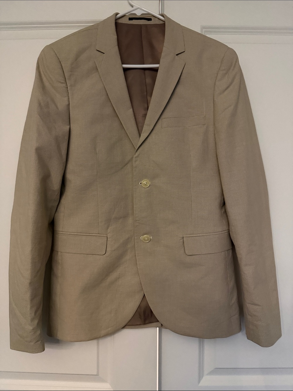 Topman Light Beige Houndstooth Two-Button Sport Coat
